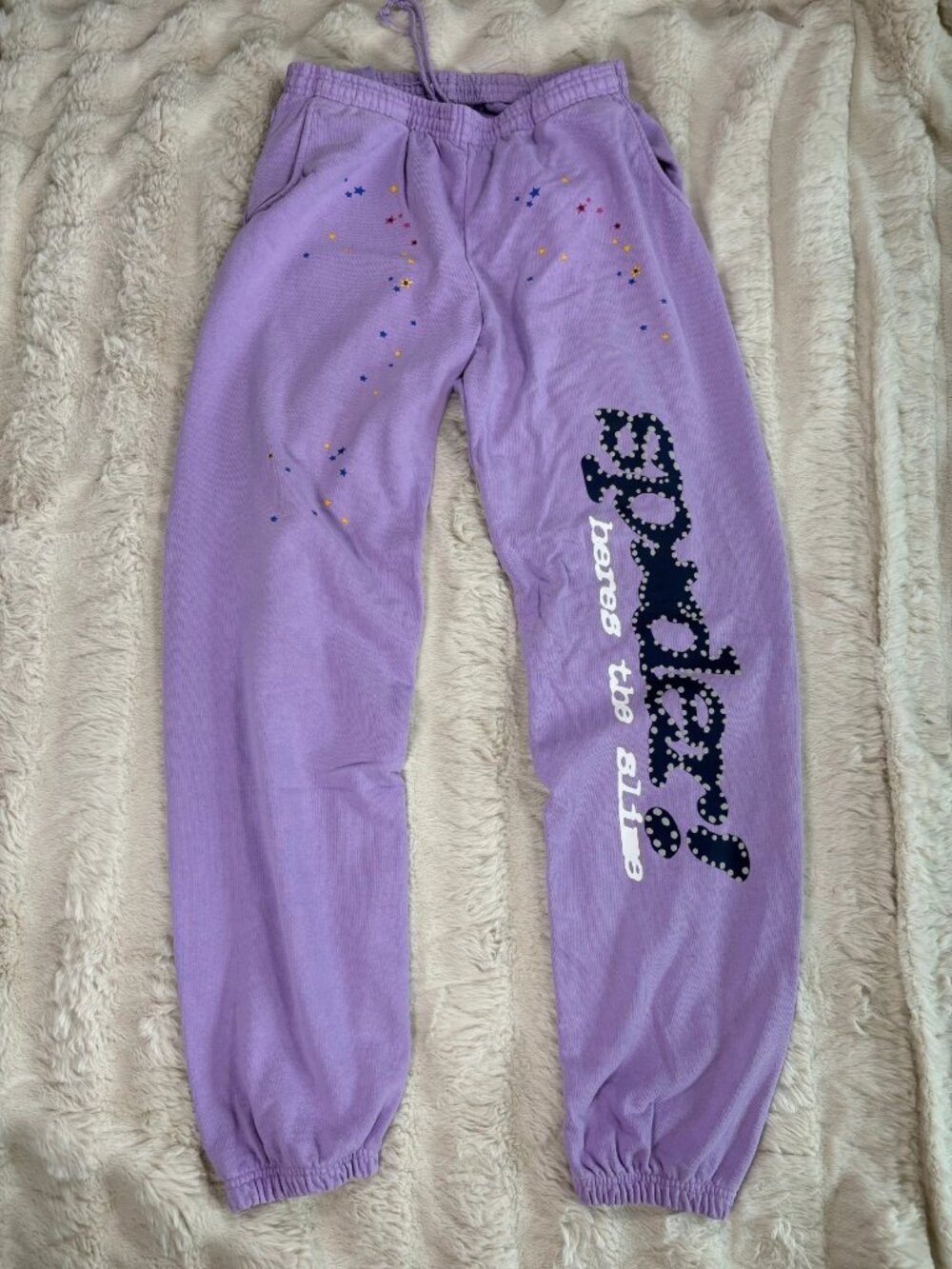 Sp5der Mens Hebes The Slime Açaí Drawstring Sweatpants Purple Size M